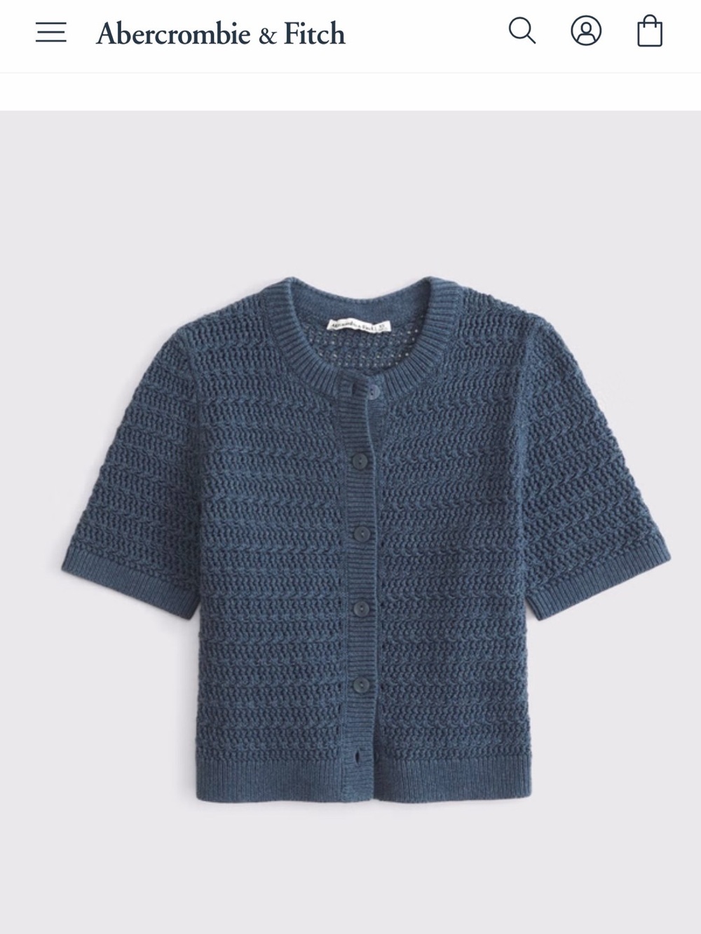 Abercrombie & Fitch Navy Short-Sleeve Knit Cardigan